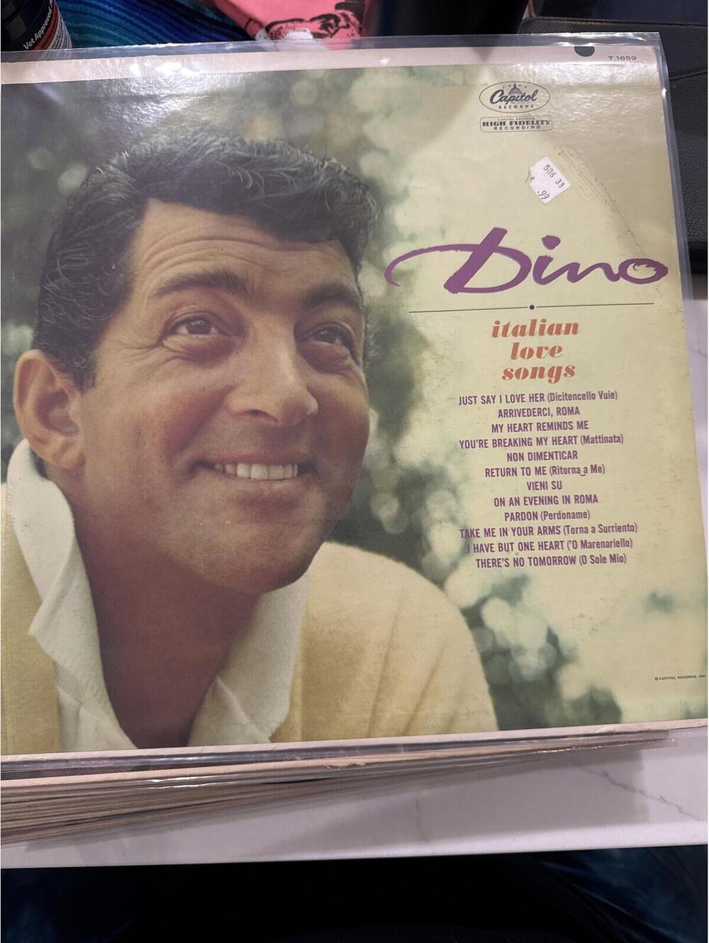 Dino Italian Love Songs Vinyl Record by Dean Martin
